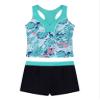 Hansber Big Girls Beach Swimwear 2 Pcs Tankini Sets Floral Print Tanks Top Bottoms Bathing Suit Mint-Green 6 view 1
