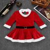 Moily Kids Girls Velvet Long Sleeve Figure Ice Skating Dress Tutu Skirt Dance Leotard Christmas Santa Dress Outfit Red A 5-6 Years view 3
