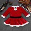 Moily Kids Girls Velvet Long Sleeve Figure Ice Skating Dress Tutu Skirt Dance Leotard Christmas Santa Dress Outfit Red A 5-6 Years view 4