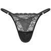 FEESHOW Mens Silk Satin Sissy Pouch Thongs G String Underwear Crossdresser Lingerie Panties Black XX-Large view 1