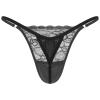 FEESHOW Mens Silk Satin Sissy Pouch Thongs G String Underwear Crossdresser Lingerie Panties Black XX-Large view 2
