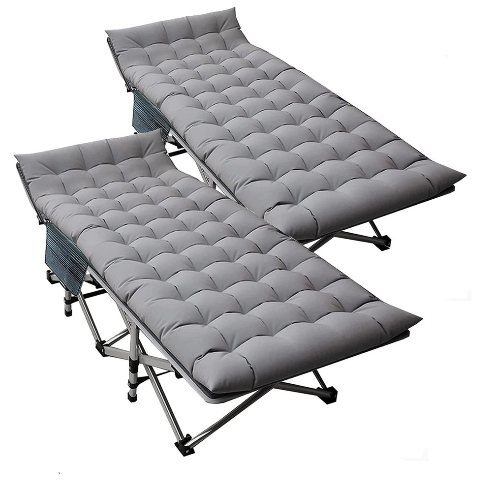 DoCred Folding Camping Cot with Mattress, 2 Pack Heavy Duty Folding Cot for Adults, Portable Sleeping Cot Bed Adults Outdoor Bed with Carry Bag, Travel Camp Cots