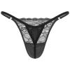 ACSUSS Men Shiny Satin Lace Patchwork Sissy Panties G-String Thong Briefs Jockstrap Underwear Black XX-Large view 2