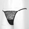 ACSUSS Men Shiny Satin Lace Patchwork Sissy Panties G-String Thong Briefs Jockstrap Underwear Black XX-Large view 4