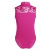 Loloda Little Big Girls' Floral Lace Turtle Neck Tank Leotard for Ballet Dance Gymnastics Dancewear Rose 5-6 Years view 1