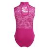 Loloda Little Big Girls' Floral Lace Turtle Neck Tank Leotard for Ballet Dance Gymnastics Dancewear Rose 5-6 Years view 2