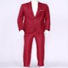 Hularka Men Suit Set Slim Fit Business Suit Outfits 2PCS Long Sleeve Jacket Blazer Trouser Set Wedding Office Burgundy Small view 2