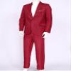 Hularka Men Suit Set Slim Fit Business Suit Outfits 2PCS Long Sleeve Jacket Blazer Trouser Set Wedding Office Burgundy Small view 3