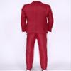 Hularka Men Suit Set Slim Fit Business Suit Outfits 2PCS Long Sleeve Jacket Blazer Trouser Set Wedding Office Burgundy Small view 4