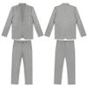 Hularka Men Suit Set Slim Fit Business Suit Outfits 2PCS Long Sleeve Jacket Blazer Trouser Set Wedding Office Gray XX-Large view 1