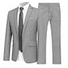 Hularka Men Suit Set Slim Fit Business Suit Outfits 2PCS Long Sleeve Jacket Blazer Trouser Set Wedding Office Gray XX-Large view 2