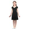 Loloda Girls' Kids Stretch Waist Flared Mini Skirt Casual Knee Length Pleated A-Line Skater Skirts Black 8 Years view 3