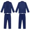 Hularka Men Suit Set Slim Fit Business Suit Outfits 2PCS Long Sleeve Jacket Blazer Trouser Set Wedding Office Navy Blue Large view 1