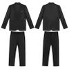Hularka Men Suit Set Slim Fit Business Suit Outfits 2PCS Long Sleeve Jacket Blazer Trouser Set Wedding Office Black Small view 1