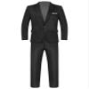 Hularka Men Suit Set Slim Fit Business Suit Outfits 2PCS Long Sleeve Jacket Blazer Trouser Set Wedding Office Black Small view 3