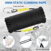 NTR Orange/Black/Blue Climbing Rope 10M(32ft) 20M(64ft) 30M(96ft) 50M(160ft), 8MM Static Rock Climbing Rope with 2 Steel Hooks, Rappelling Rope for Outdoor, Hiking Safety Escape Rope, Rescue Parachute view 4