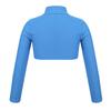 Loloda Kids Girls Turtleneck Long Sleeve Crop Top Dance Gymnastics Workout Athletic Shirt Sportswear Blue 6 Years view 2