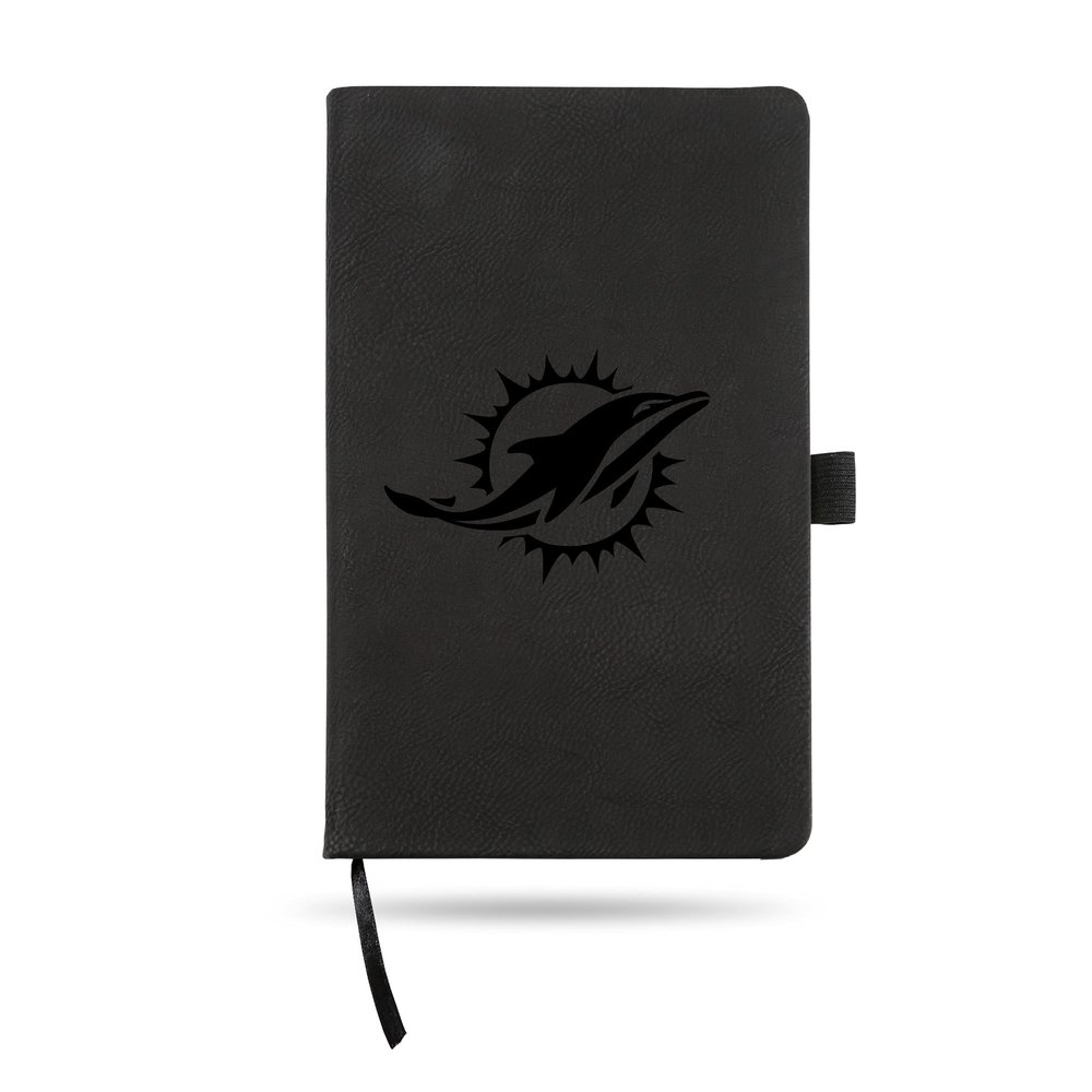 Rico Industries NFL Football Miami Dolphins Black - Primary Laser Engraved Small Notepad