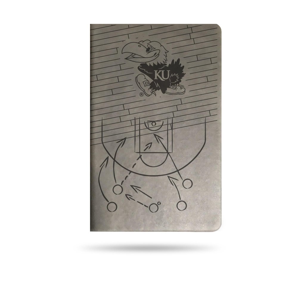 Rico Industries NCAA Kansas Jayhawks Gray Laser Engraved Small Notepad Journal/Notepad 8.25" x 5.25"- Office Accessory