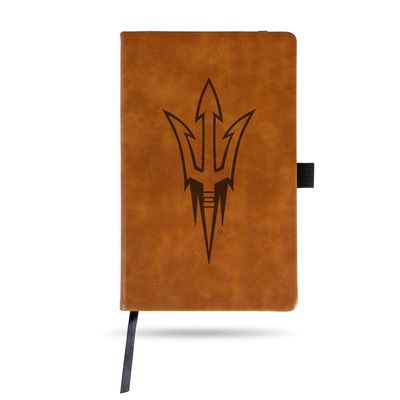 Rico Industries NCAA Arizona State Sun Devils Brown Laser Engraved Small Notepad Journal/Notepad 8.25" x 5.25"- Office Accessory