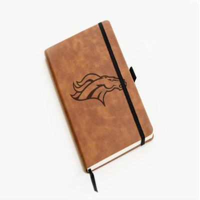 NFL Rico Industries Denver Broncos Brown Laser Engraved Small Notepad Jounral/Notepad 8.25" x 5.25"- Office Accessory