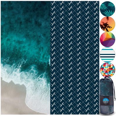 Youphoria Microfiber Quick Dry Beach Towel - Sand Free Beach Towel - Packable, Absorbent, Lightweight Travel Towel, Swimming, Pool, and Camping