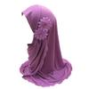 ALEDLE-LIFE Kids Girls Ice Silk Muslim Khimar Hijab Headscarf Flower Arab Scarf Shawls Neck Wrap Islamic Head Wrap (Style 1-Purple) view 1