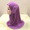 ALEDLE-LIFE Kids Girls Ice Silk Muslim Khimar Hijab Headscarf Flower Arab Scarf Shawls Neck Wrap Islamic Head Wrap (Style 1-Purple) view 2