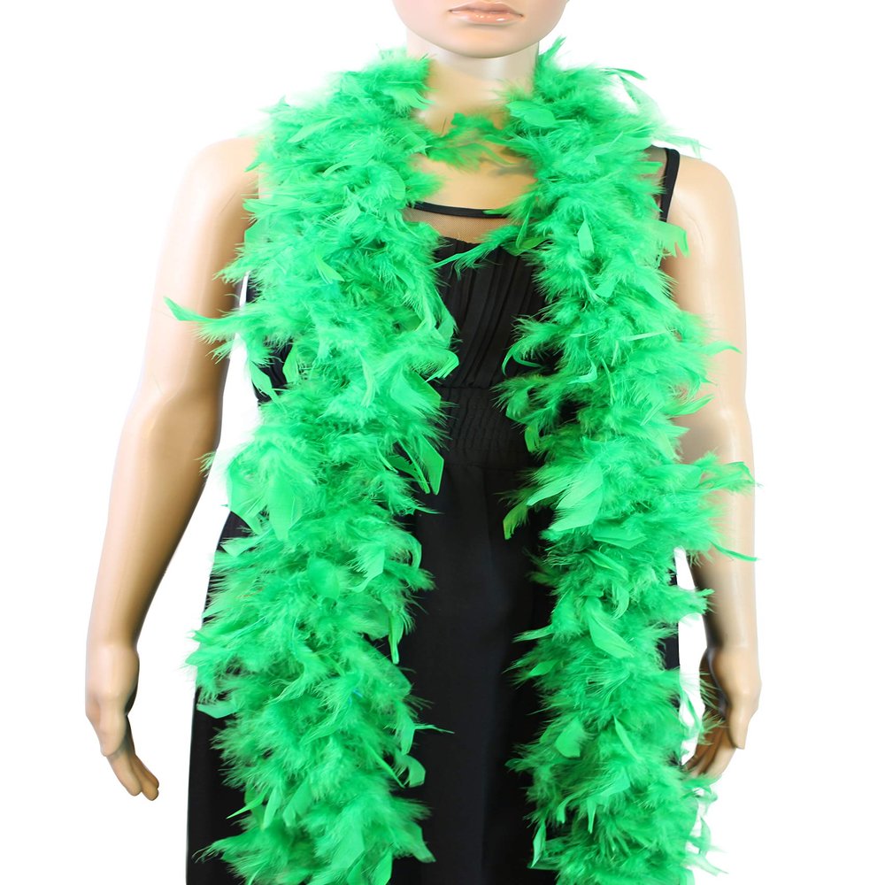 Flydreamfeathers 40 Gram 72" Long, Turkey Chandelle Feather Boa, Dancing Wedding Crafting Party Dress Up, Halloween Costume Decoration(Green Colorss)