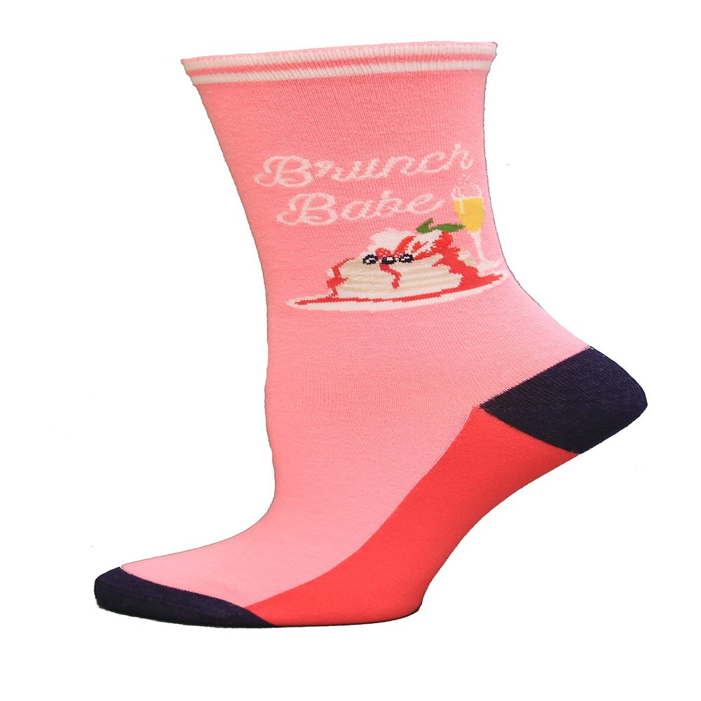 K. Bell Women's Brunch Babe Crew Socks 1 Pair, Pink, Shoe Size: 410