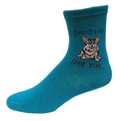 K. Bell Women's Pet Me Crew Socks 1 Pair, Blue, Shoe Size: 410