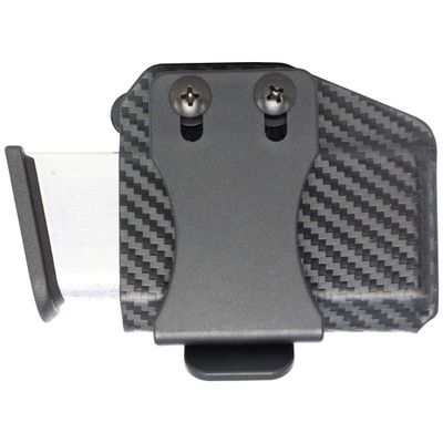 Rounded Horizontal Mag Holster Fits: 45 ACP Single Stack Magazine (Carbon Fiber Black Kydex) - Concealment Express