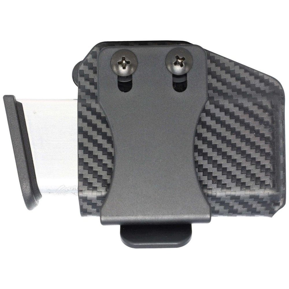 Rounded Horizontal Mag Holster Fits: 45 ACP Single Stack Magazine (Carbon Fiber Black Kydex) - Concealment Express