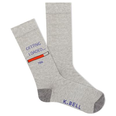 K. Bell Socks Men's Fun Pop Culture Novelty Crew Socks, Gray, Large