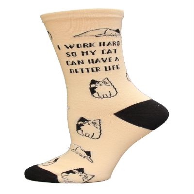 K. Bell Socks Women's I Work Hard Crew Socks 1 Pair, Ivory, Shoe Size: 410