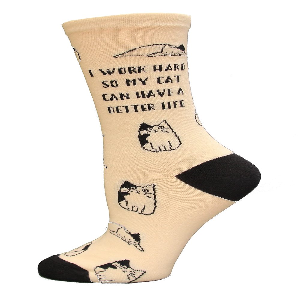 K. Bell Socks Women's I Work Hard Crew Socks 1 Pair, Ivory, Shoe Size: 410