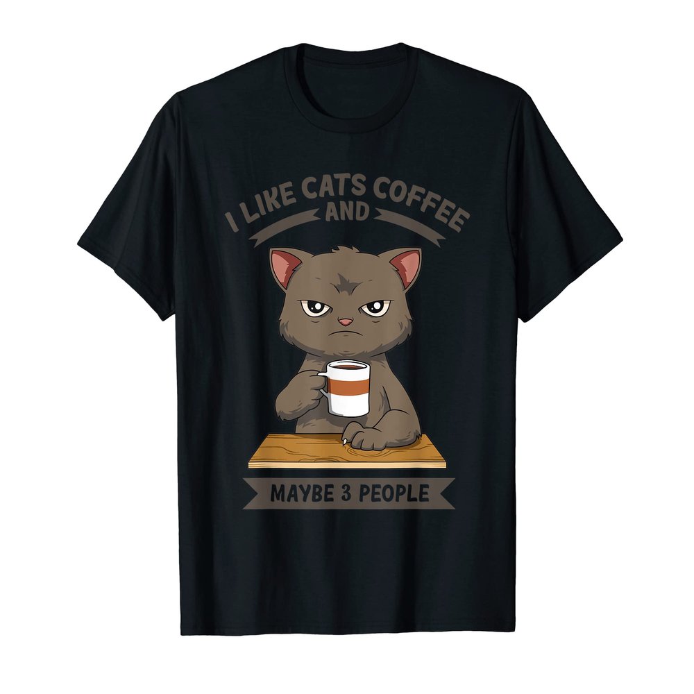 Funny Angry Cat Coffee Lover Feline Morning Animal T-Shirt for Men Women