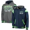 G-III Sports Men's Navy/Heathered Charcoal Chicago Bears Fast Pace Reversible Full-Zip Jacket view 1