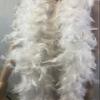 Flydreamfeathers 60 Gram, 2 yards Long Chandelle Feather Boa Great for Party, Wedding, Halloween Costume, Christmas Tree, Decoration(White w/silver tinsel) view 3