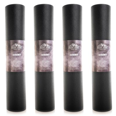 Mount Adams Pro Fit XL Yoga Mats, 74" x 26" x 6mm, Pack of 4, Bulk Durable Foam Exercise Mats, Non-Slip Extra Large Yoga Mat for Studios, Pilates, Cross Fit, and Weight Training, Black