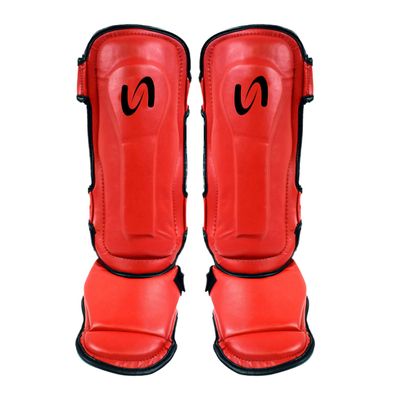 Ultimate - Classic Colored Shin Instep Guard for Boxing MMA Muay Thai Training (Red, S/M)