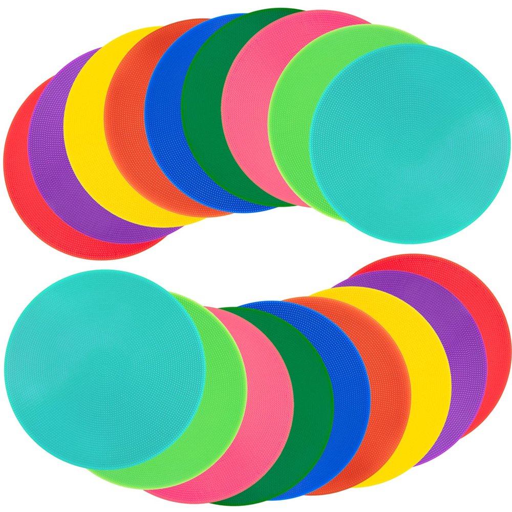 Aryjmz Spot Markers 18 Pcs 10 Inch Non Slip Rubber Floor Markers Flat Field Cones Poly Dots for Soccer Basketball Sports Speed Agility Training and Drills