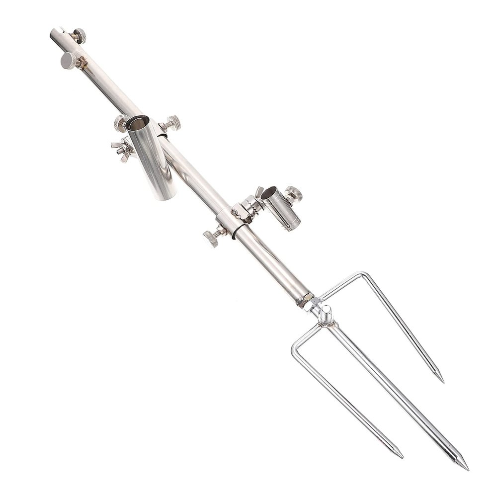 1pc Stainless Steel Fishing Rod Rack Fishing Rod Ground Support Stand Smooth Detachable Design for Easy Storage Multi-Functional
