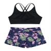 YONGHS Kids Girls 2 Pieces Bathing Suit Beach Swimsuit Sports Swimwear Tankinis Top with Shorts Set Navy Blue A 10 view 4