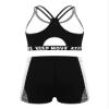 Moggemol Girls 2 Pcs Gym/Dance/Swim Outfit Camouflage Straps Crop Top with Bottoms Gymnastics Leotard White 6 view 2