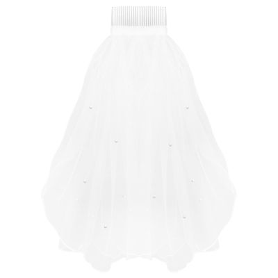 Beaupretty White Veil with Comb Elegant Bridal Veil for Weddings Short Lace for Bride S Special Day