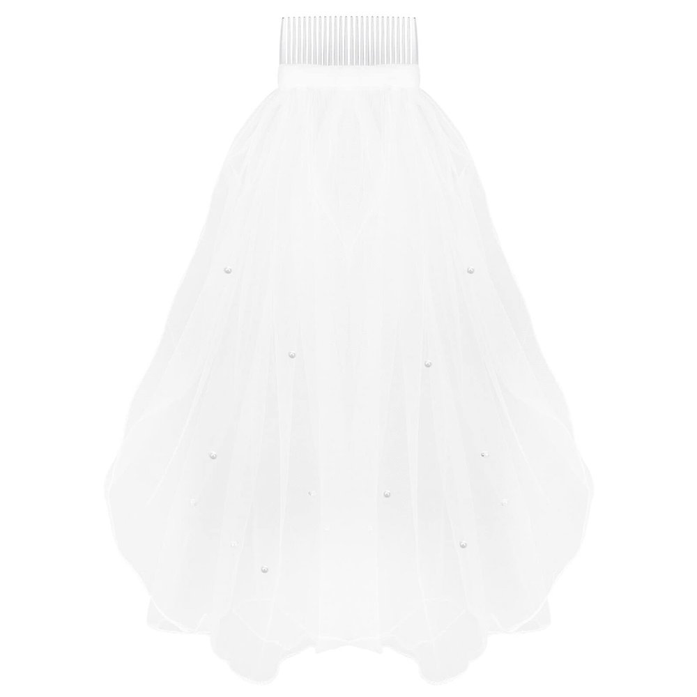 Beaupretty White Veil with Comb Elegant Bridal Veil for Weddings Short Lace for Bride S Special Day