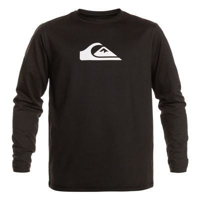 Quiksilver Boys' Solid Streak Ls Youth Long Sleeve Surf Tee Rashguard, Black, S/10