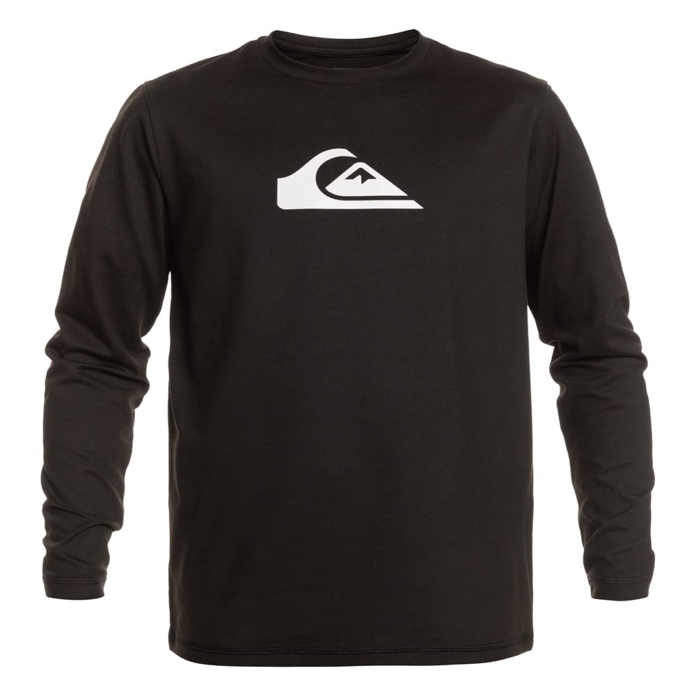 Quiksilver Boys' Solid Streak Ls Youth Long Sleeve Surf Tee Rashguard, Black, S/10