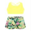 YONGHS Kids Girls 2 Pieces Bathing Suit Beach Swimsuit Sports Swimwear Tankinis Top with Shorts Set Lemon Yellow 14 view 1